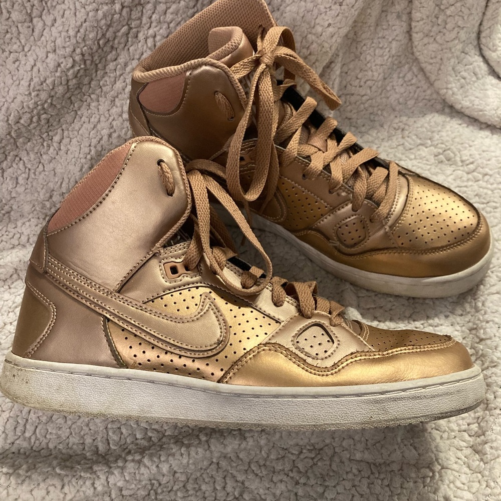 Rose gold Nike forces.